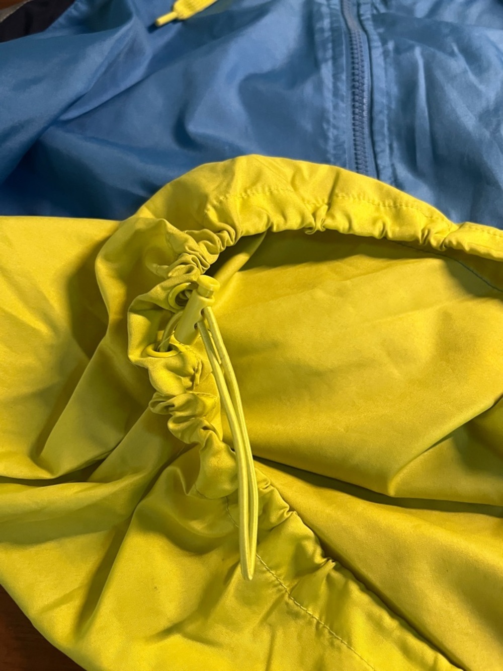 A. Lab zip-up windbreaker hoodie jacket blue and yellow colorblock medium - Picture 7 of 9